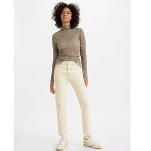 LEVIs 501 original cropped jeans ecru white 28x28
